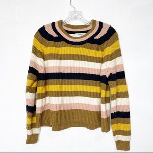 MADEWELL Crewneck Ribbed Striped Wool Blend Sweater Size XS